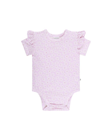 Kynd Baby Frill Sleeve Bodysuit Frangipani - Size 00