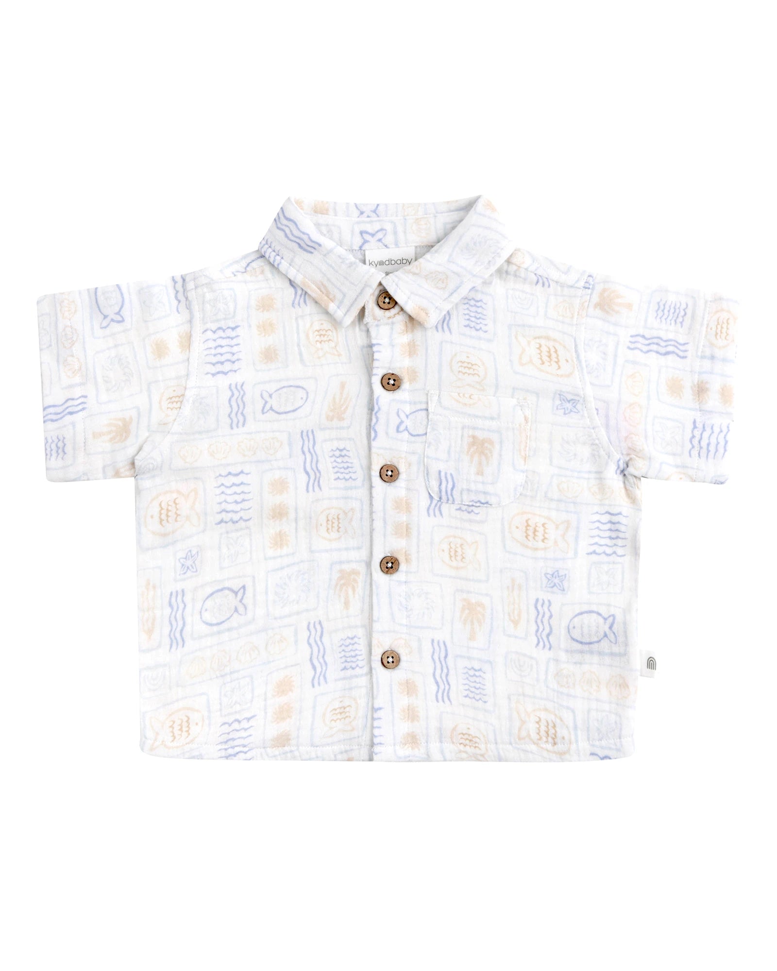 Kynd Baby Woven Short Sleeve Shirt Salty Shores - Size 0