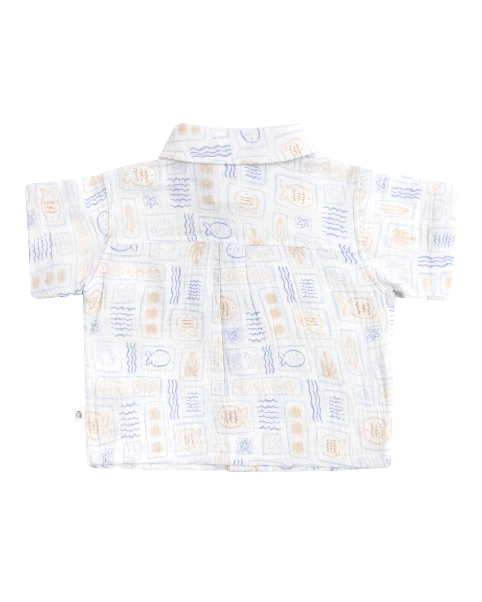 Kynd Baby Woven Short Sleeve Shirt Salty Shores - Size 0