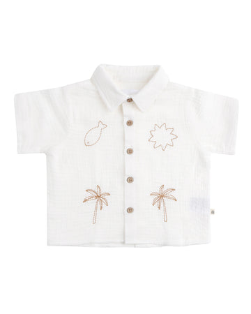 Kynd Baby Woven Embroidered Shirt Coconut - Size 2