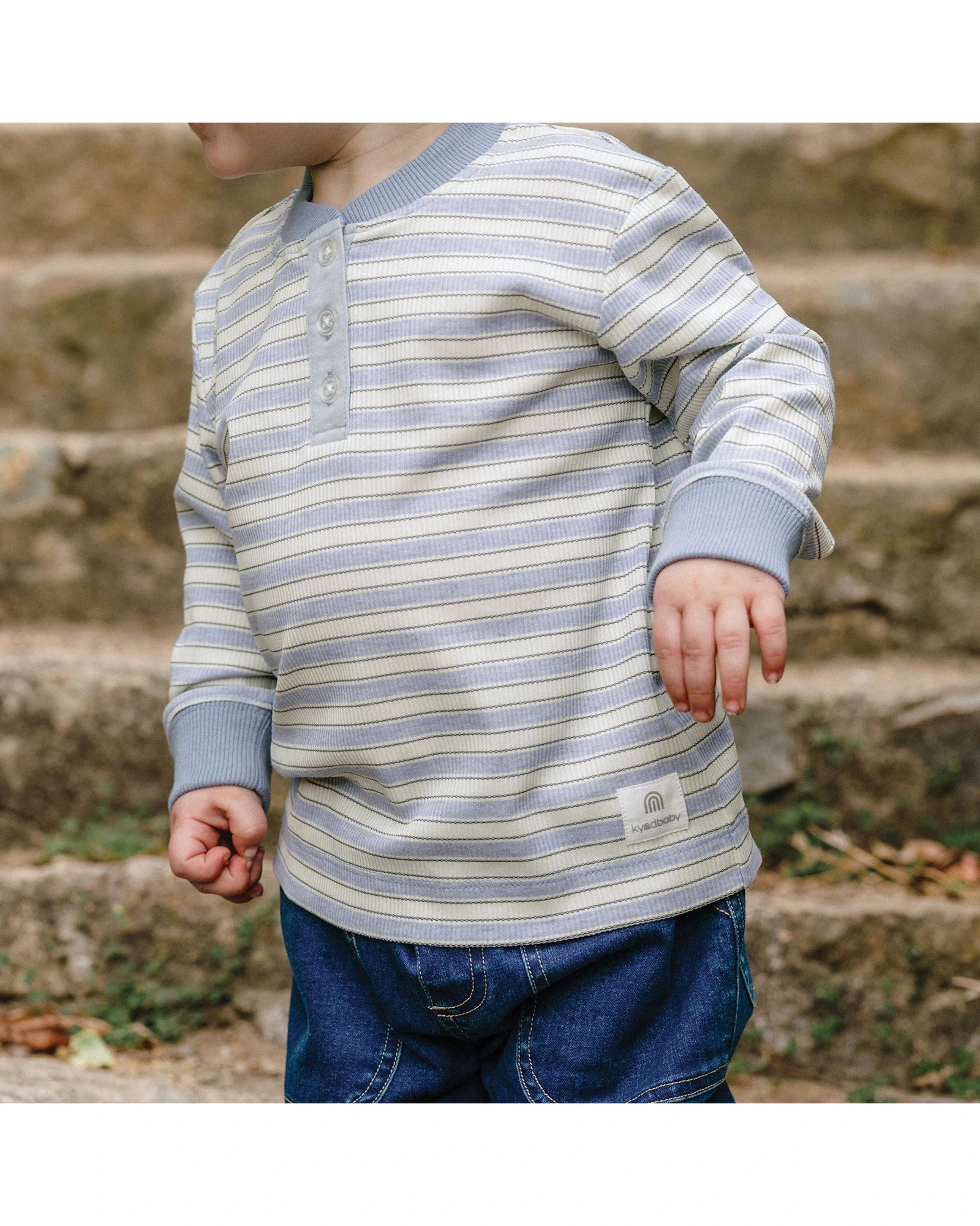Henley Top - Sky Blue Stripe Size 1