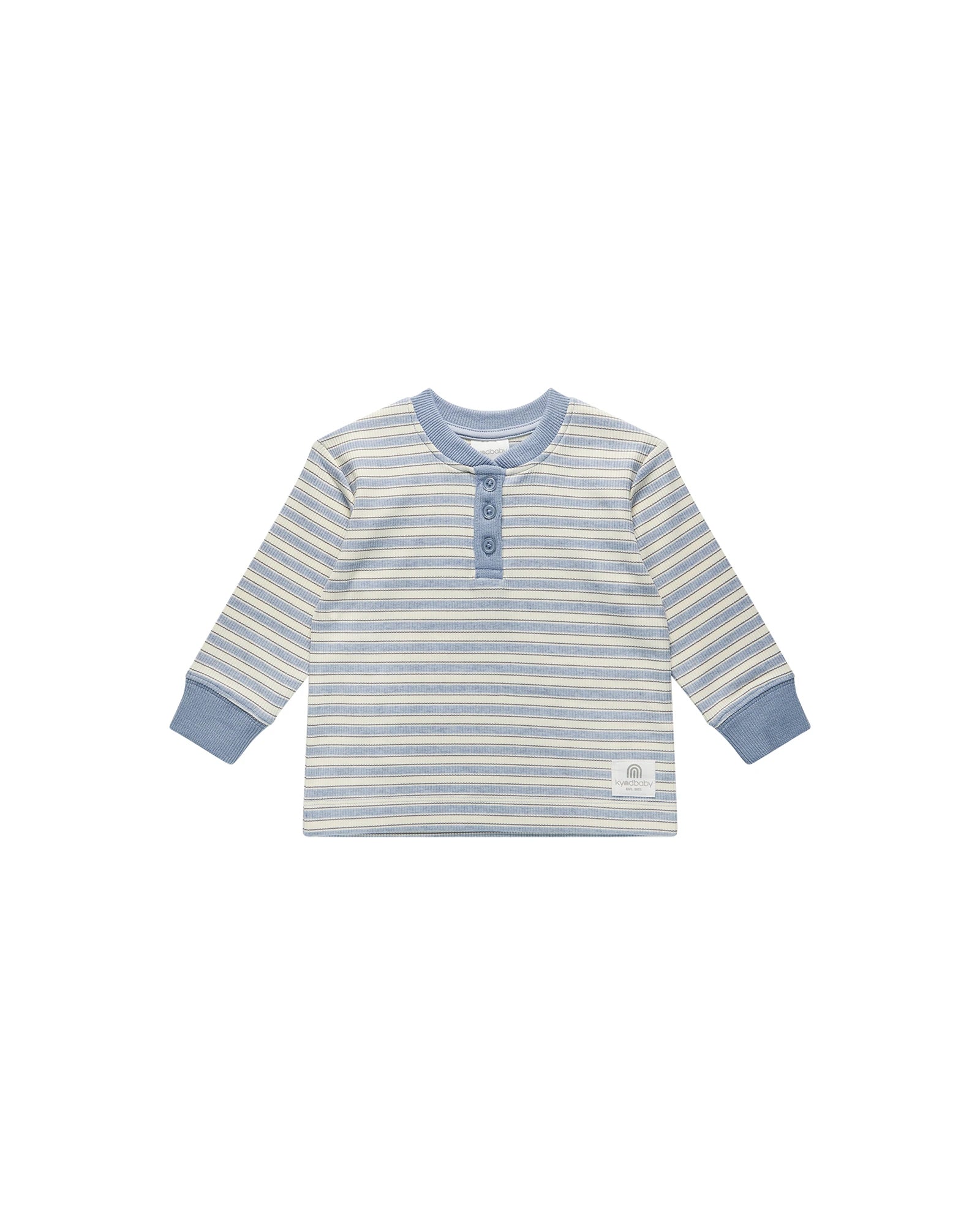 Henley Top - Sky Blue Stripe Size 1