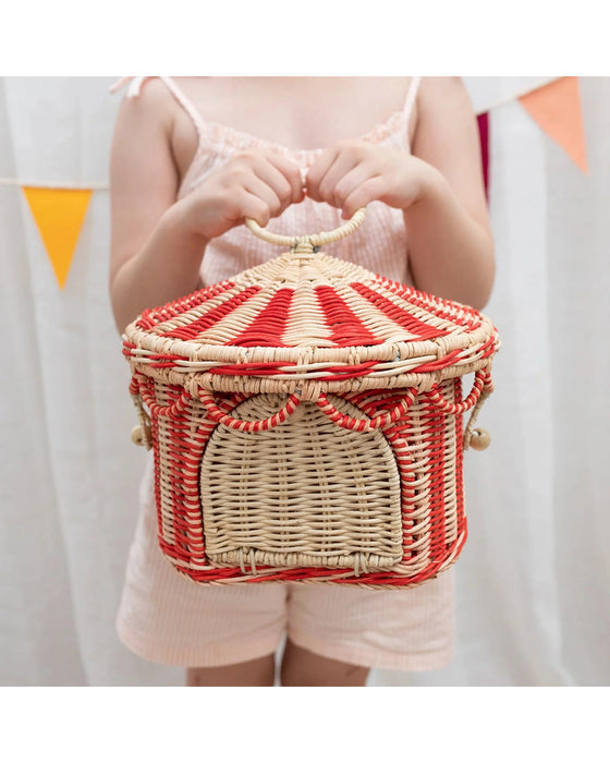 Circus Tent Basket Red And Straw