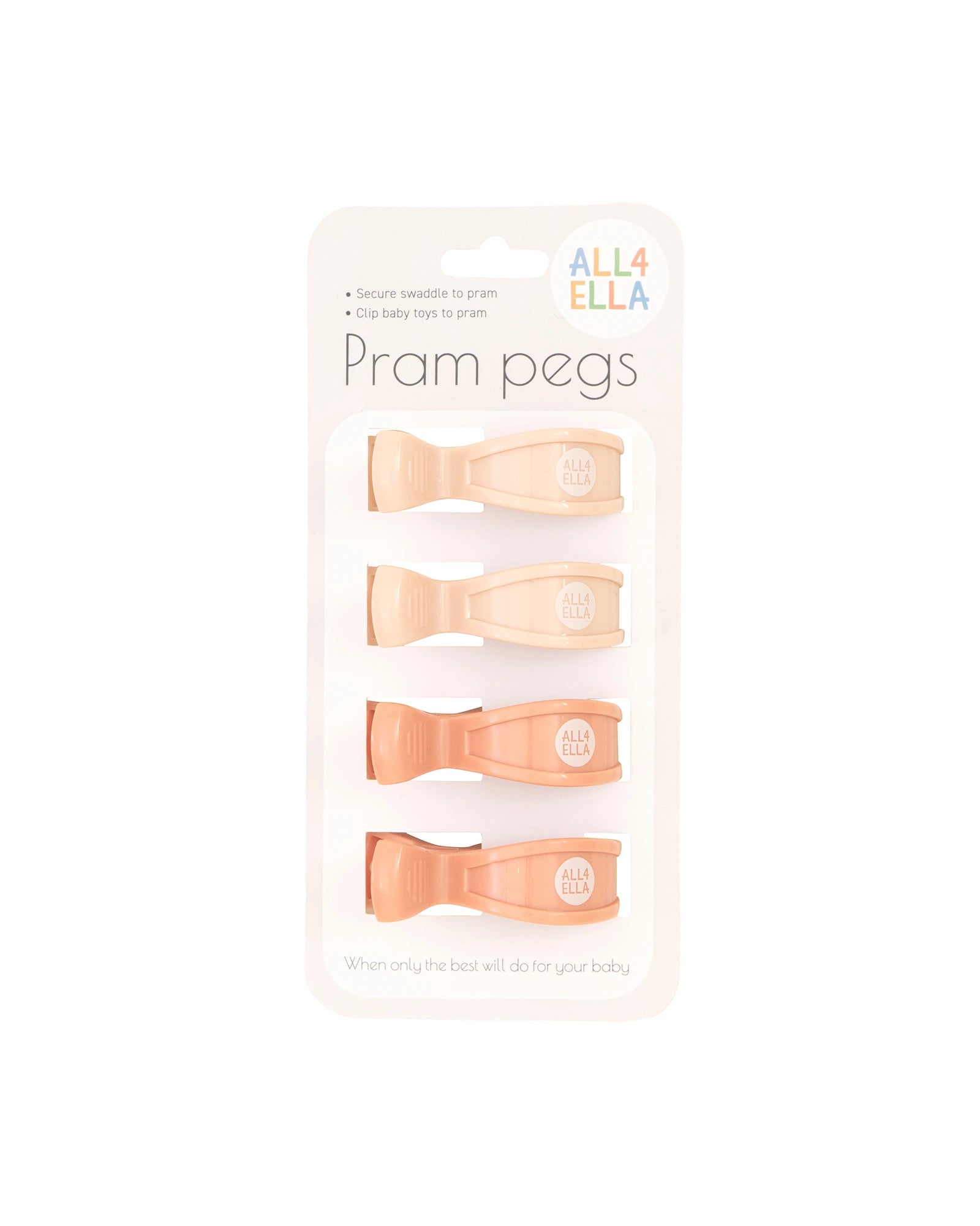 4pk Pram Pegs Cream/Peach