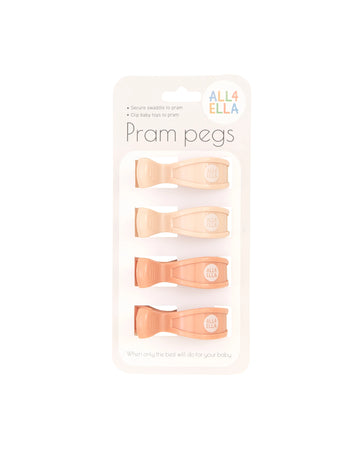 4pk Pram Pegs Cream/Peach