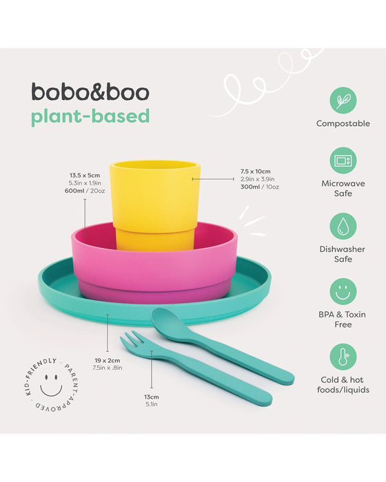 Bobo & Boo 3PC Plant Based Dinnerware Lagoon