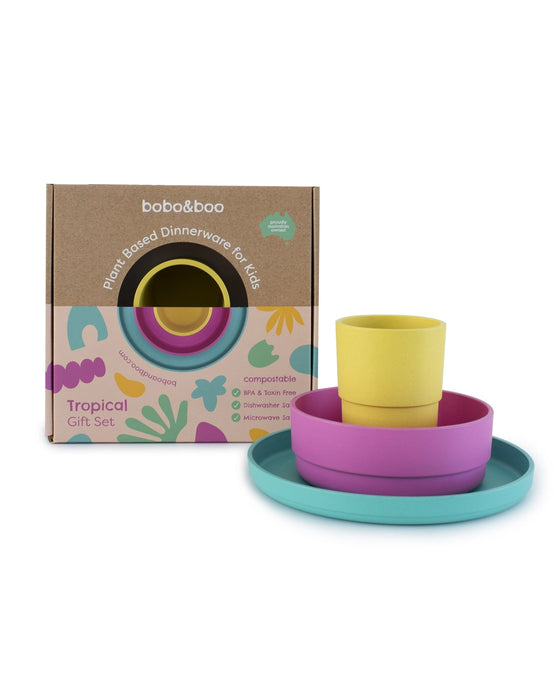 Bobo & Boo 3PC Plant Based Dinnerware Set Tropical