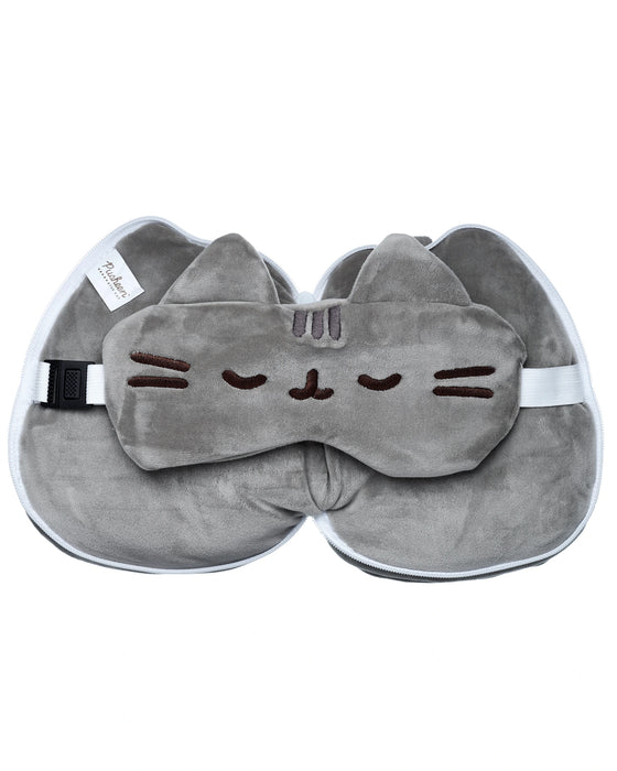 Relaxeazzz Pusheen Shaped Plush Travel Pillow & Eye Mask