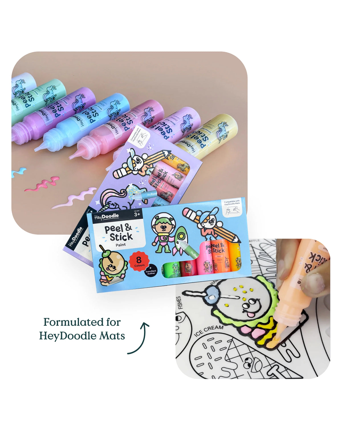 HeyDoodle Peel & Stick Glitter Paint - Easy Peel and Stickable Colours