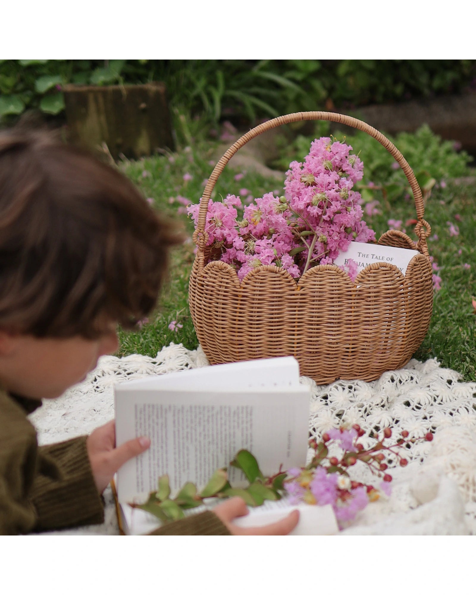Olli Ella Petal Basket - Natural