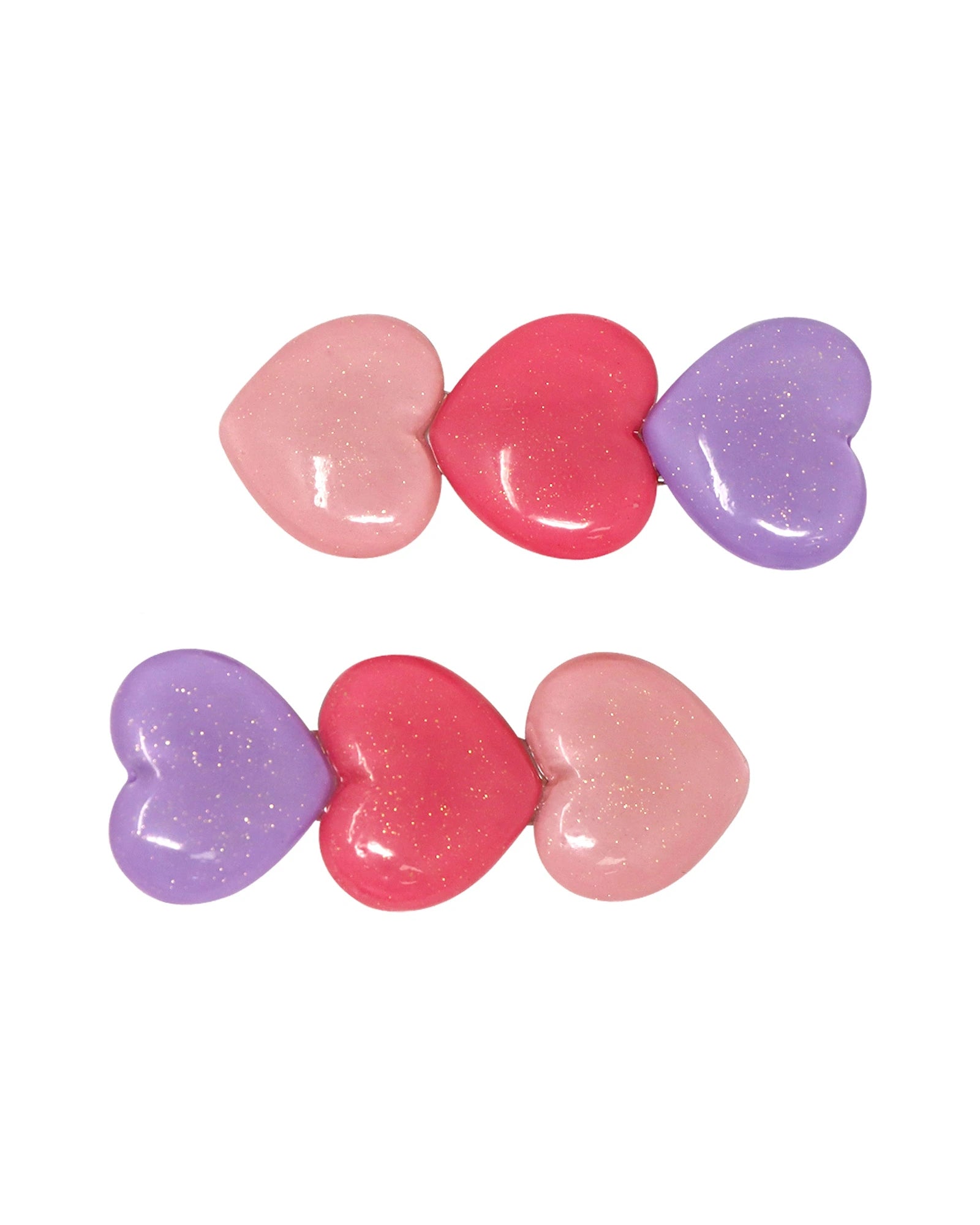 Pink Poppy Hair Clip Glitter Hearts Alligator