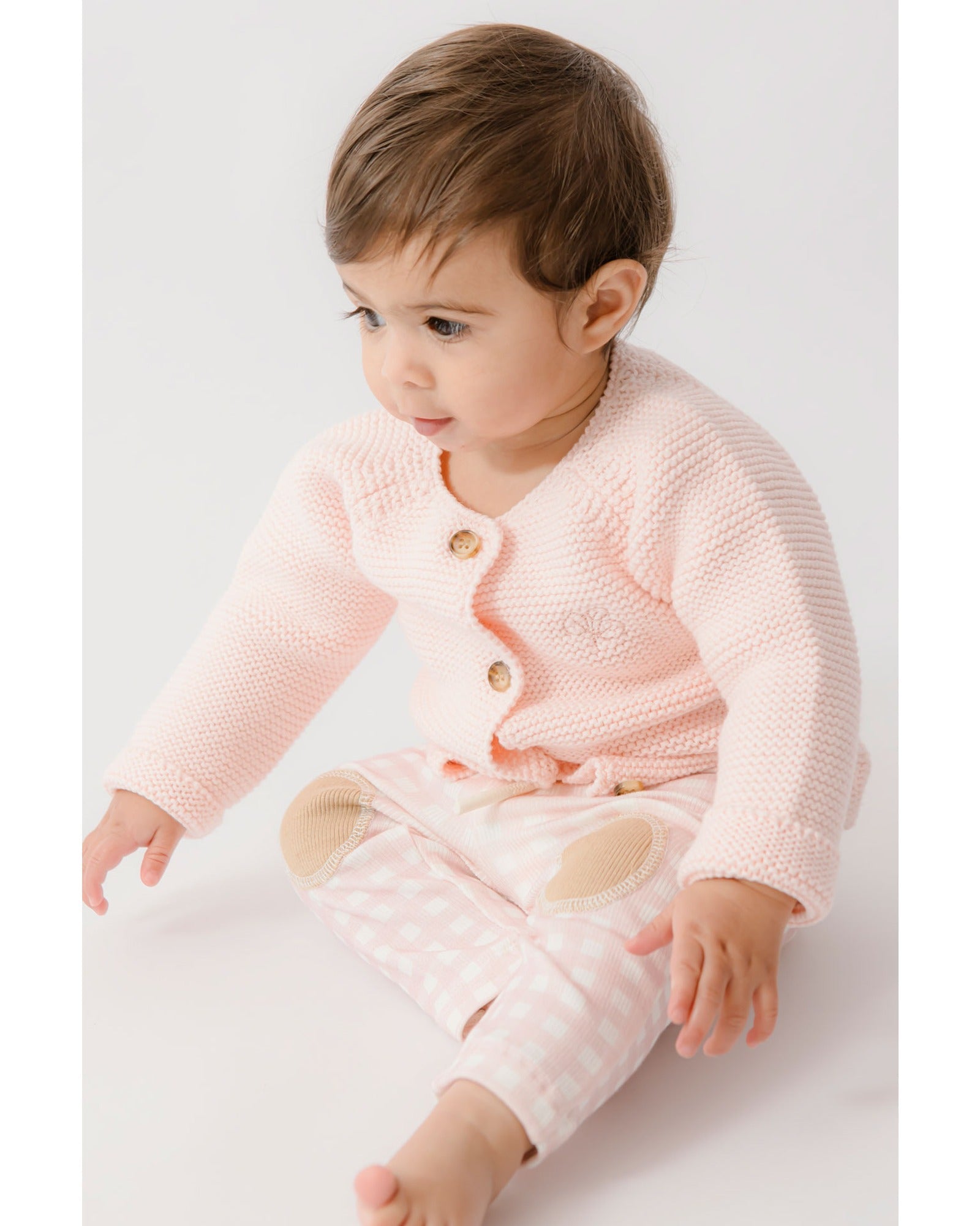 Homegrown Rib Knee Patch Legging Pink Gingham