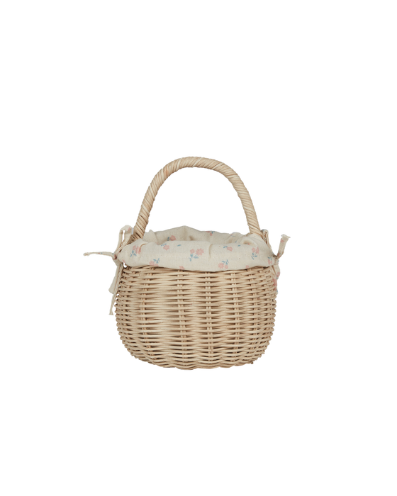 Rattan Berry Basket with Lining Pansy