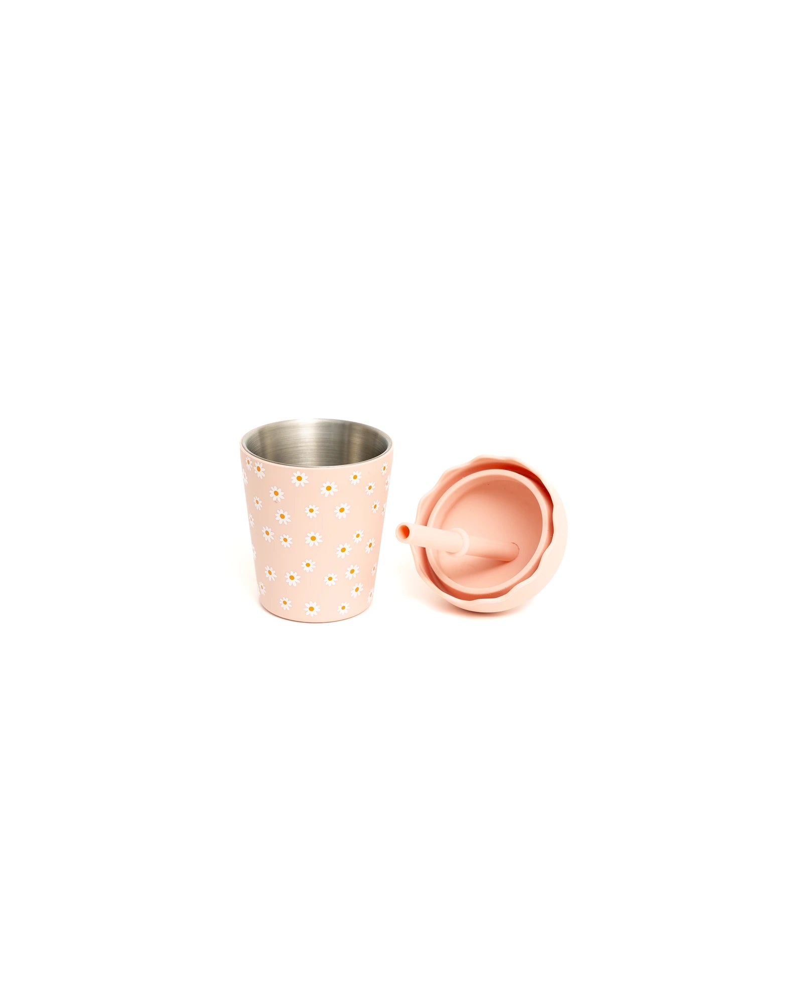 Pink Daisy Mini Smoothie Cup & Straw 200ml