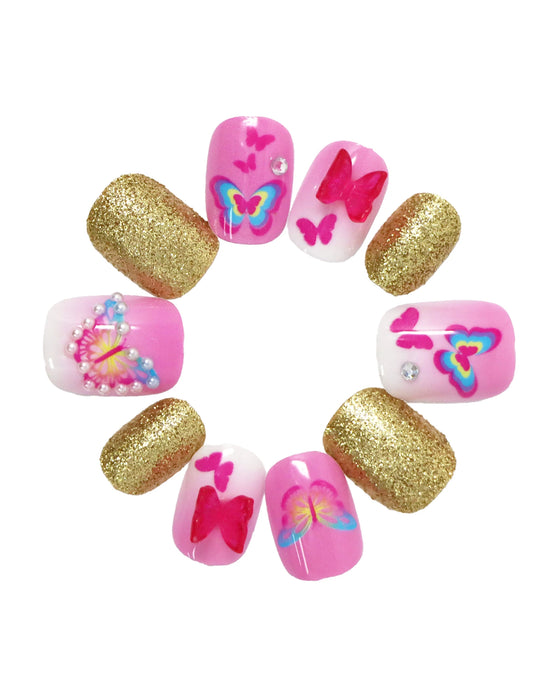 Pink Poppy 3D Butterfly Press On Nails