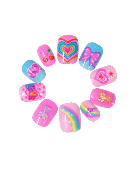 Pink Poppy 3D Gummy Bear Press On Nails