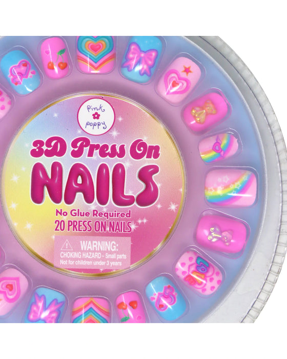 Pink Poppy 3D Gummy Bear Press On Nails