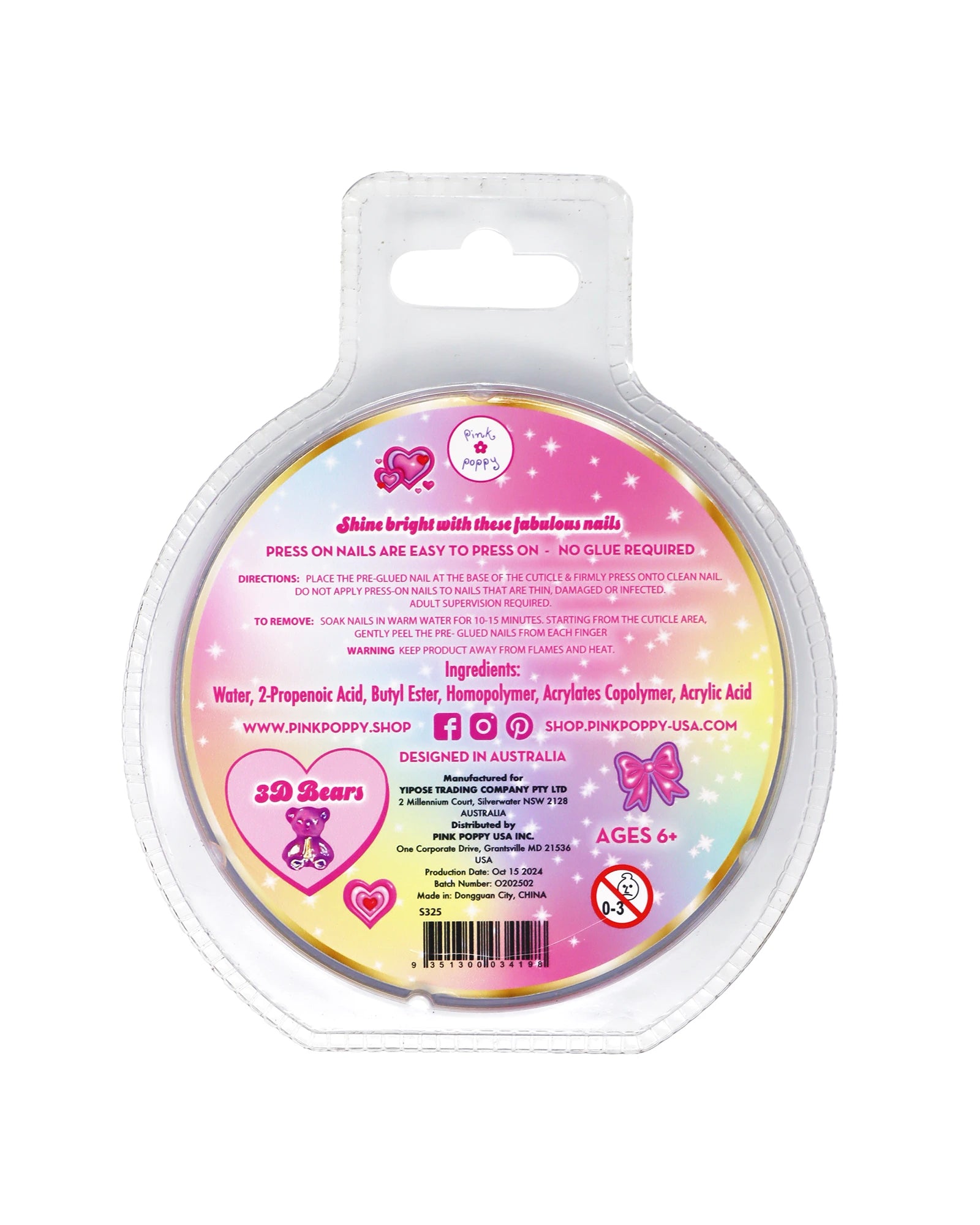 Pink Poppy 3D Gummy Bear Press On Nails
