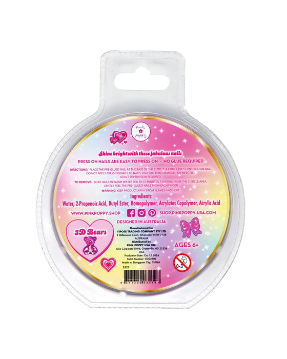 Pink Poppy 3D Gummy Bear Press On Nails