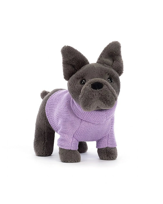 Jellycat French Bulldog Purple Sweater