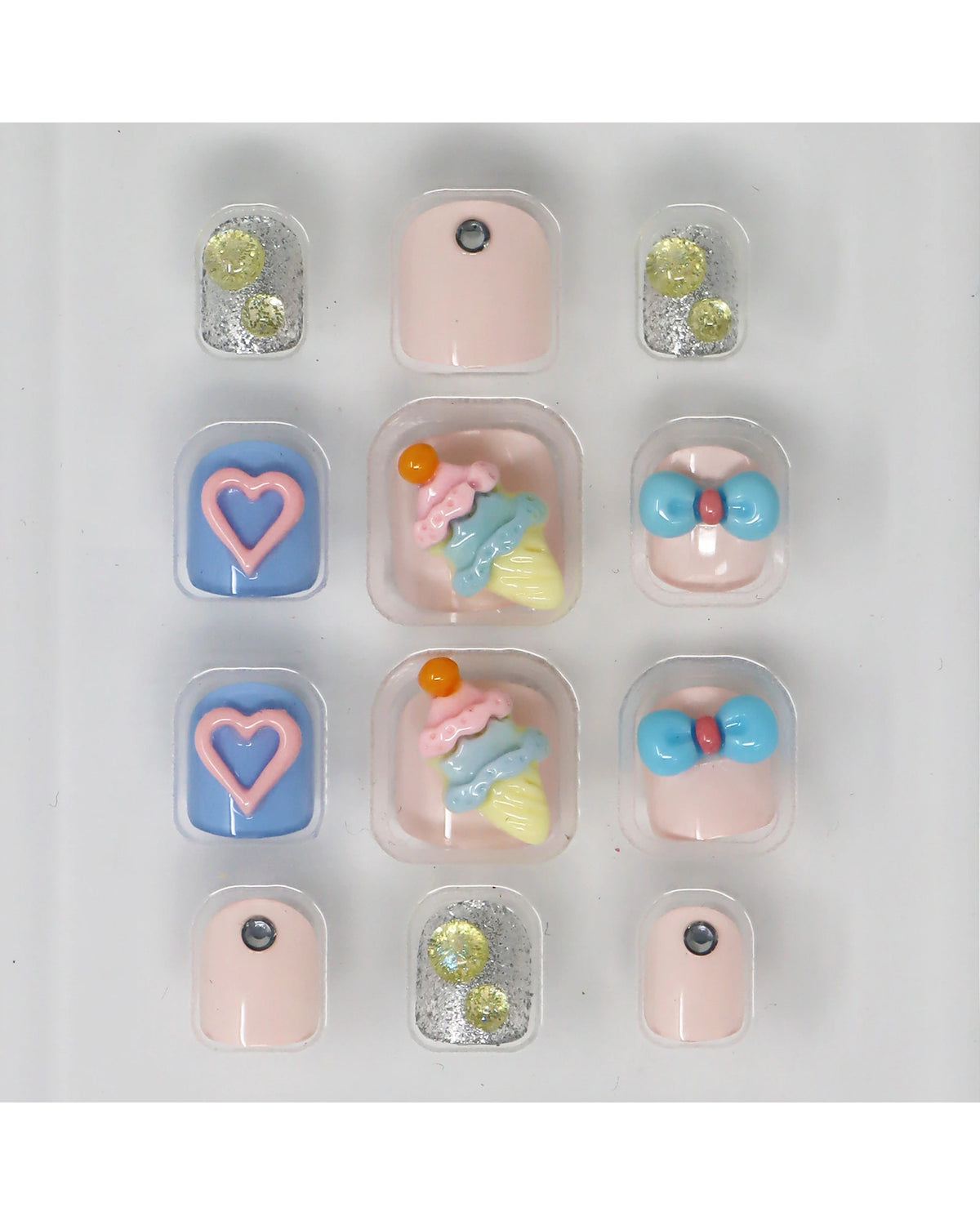 3D Fidget Spinner Press On Nails Ice Cream