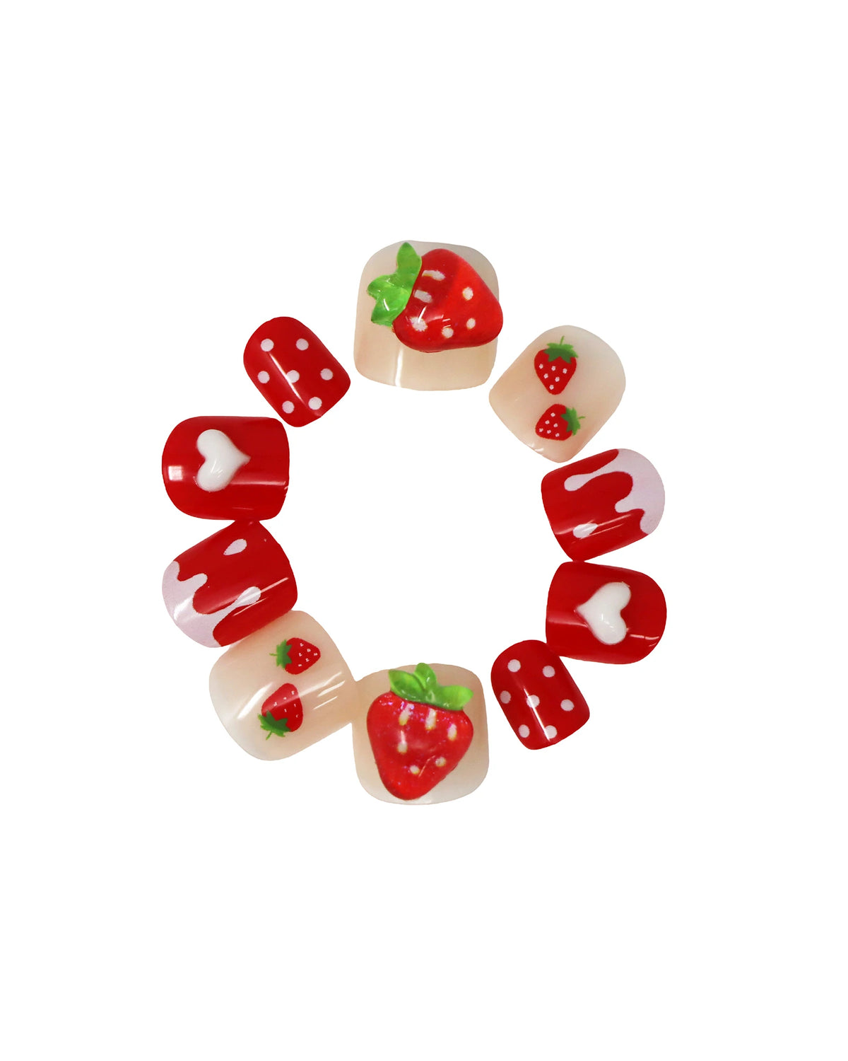 3D Fidget Spinner Press On Nails Strawberry