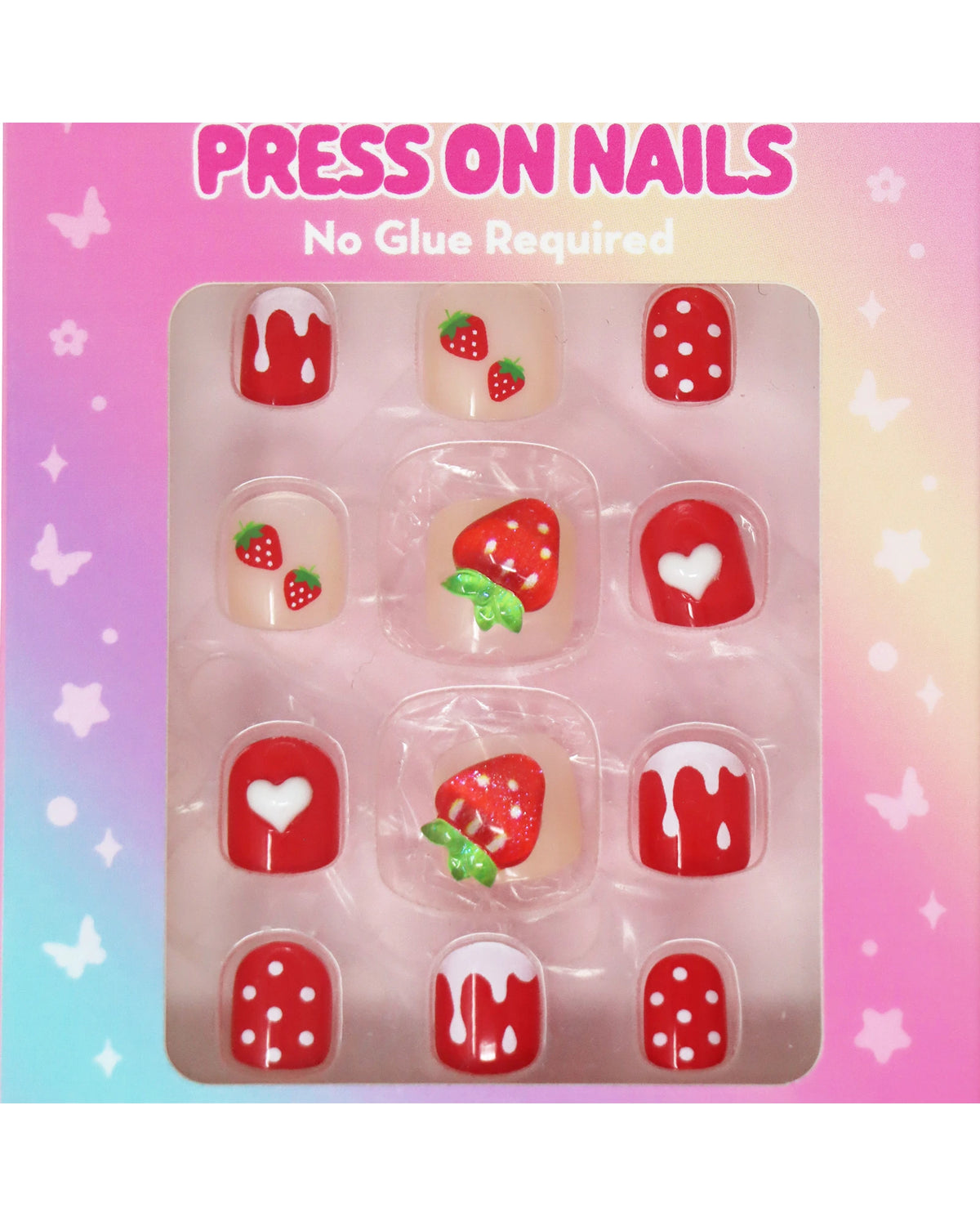 3D Fidget Spinner Press On Nails Strawberry