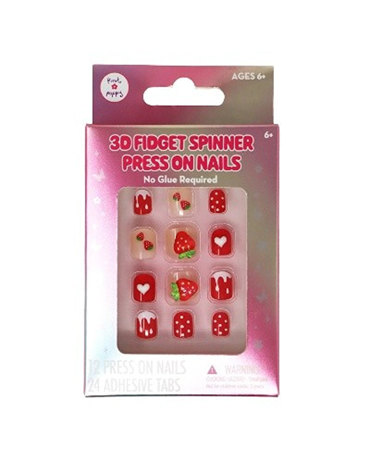 3D Fidget Spinner Press On Nails Strawberry