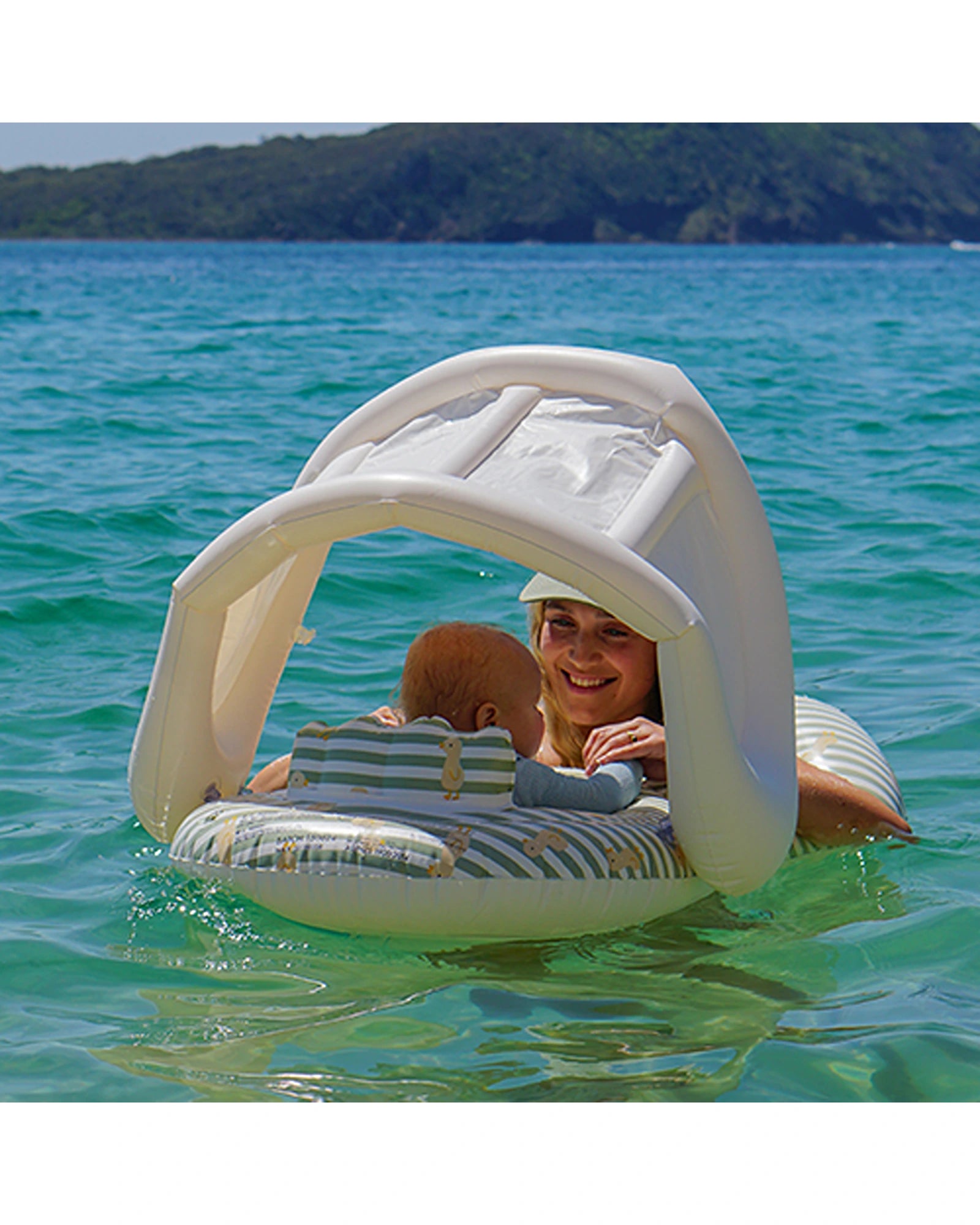Sunnylife Float Together Baby Seat Duck Sage Stripe