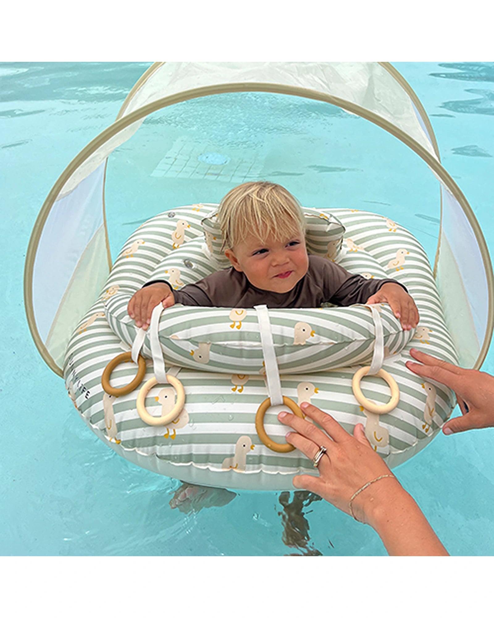 Sunnylife Interactive Baby Float Duck Sage Stripe