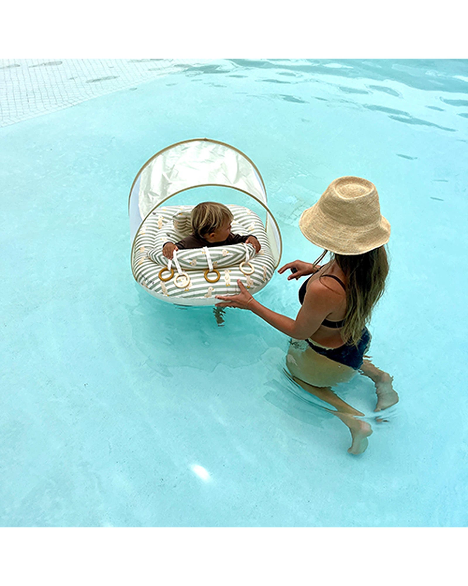 Sunnylife Interactive Baby Float Duck Sage Stripe
