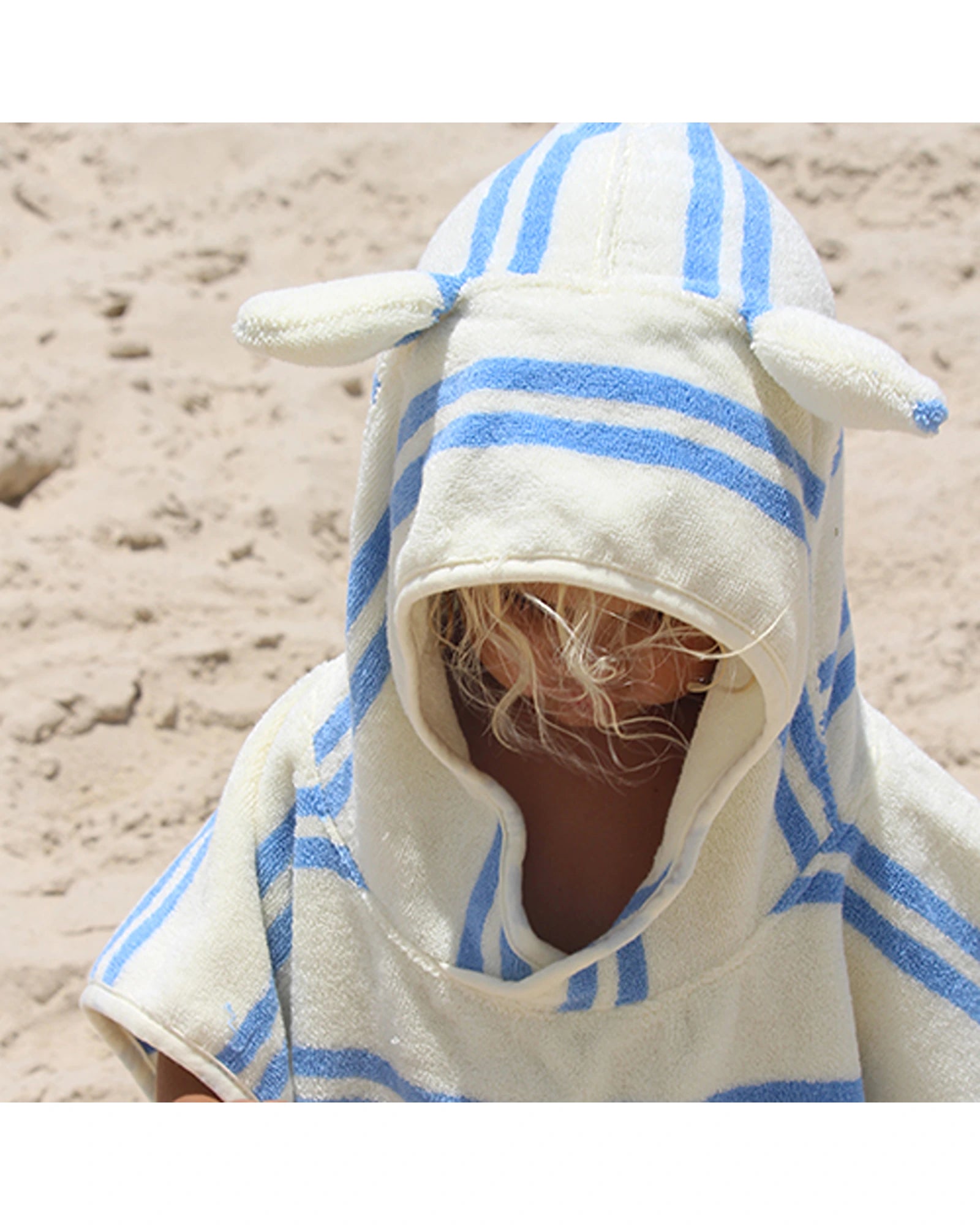 Sunnylife Kids Character Hooded Towel Sammy the Seagull Blue Stripe