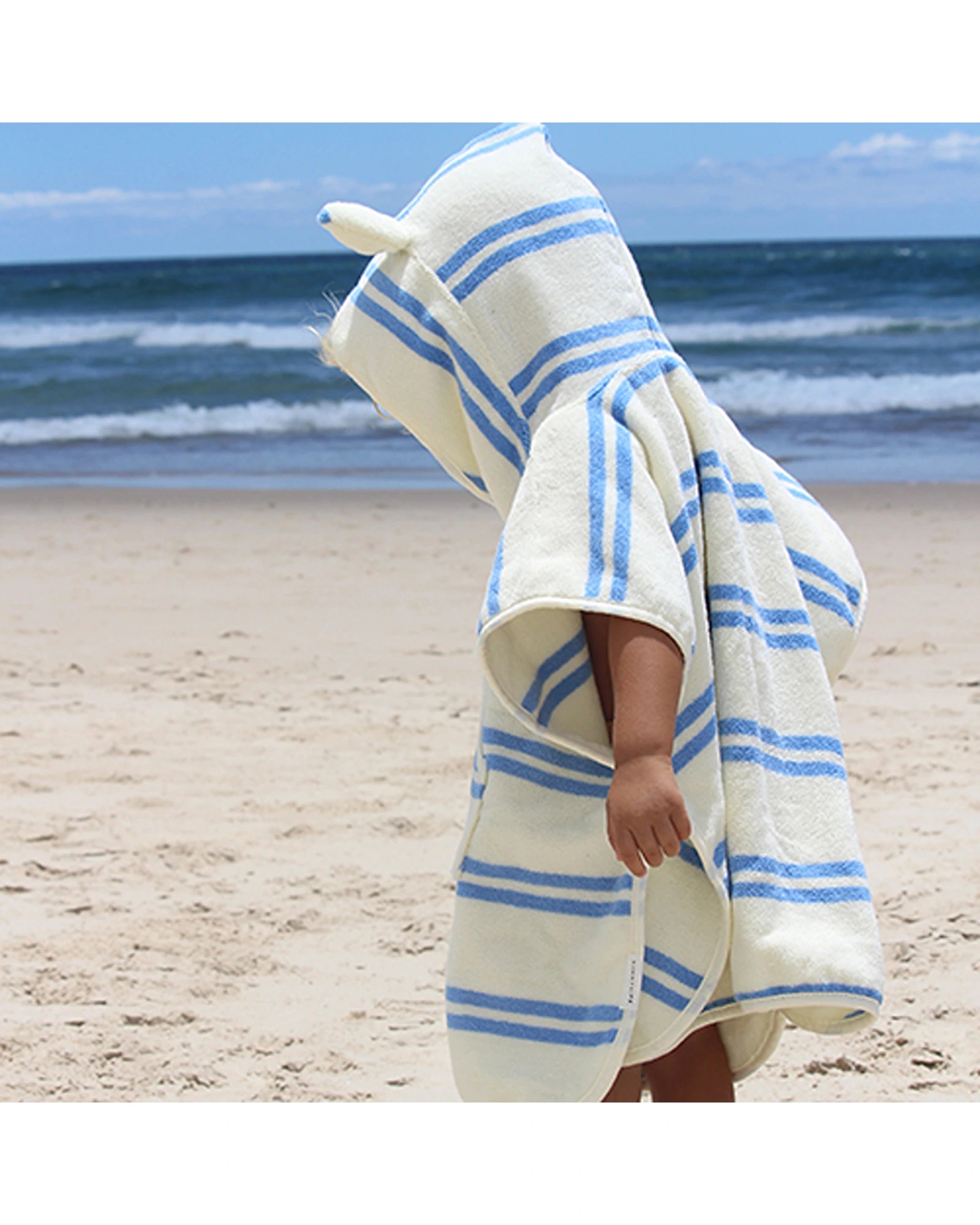 Sunnylife Kids Character Hooded Towel Sammy the Seagull Blue Stripe