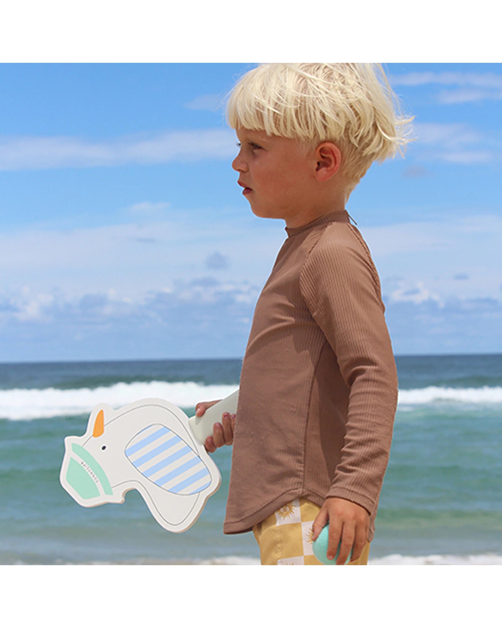Sunnylife Kids Velcro Beach Bats Sammy the Seagull Blue Stripe