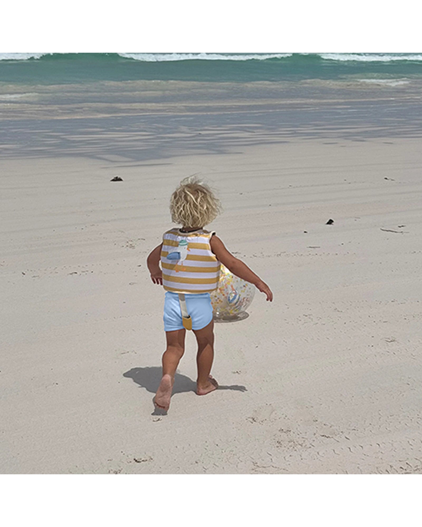 Sunnylife Kids Swim Vest 1-2 Sammy the Seagull Mustard Stripe