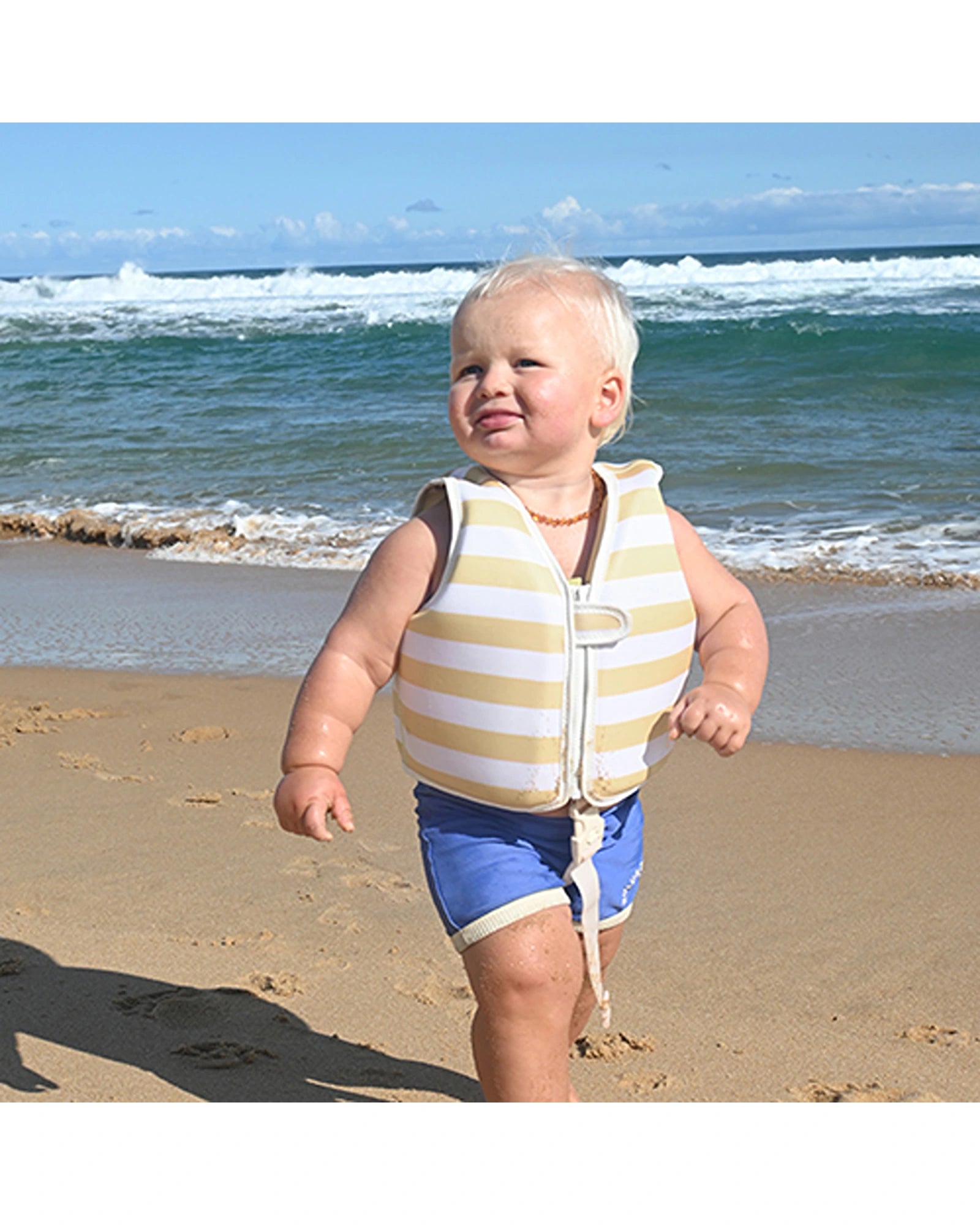 Sunnylife Kids Swim Vest 1-2 Sammy the Seagull Mustard Stripe