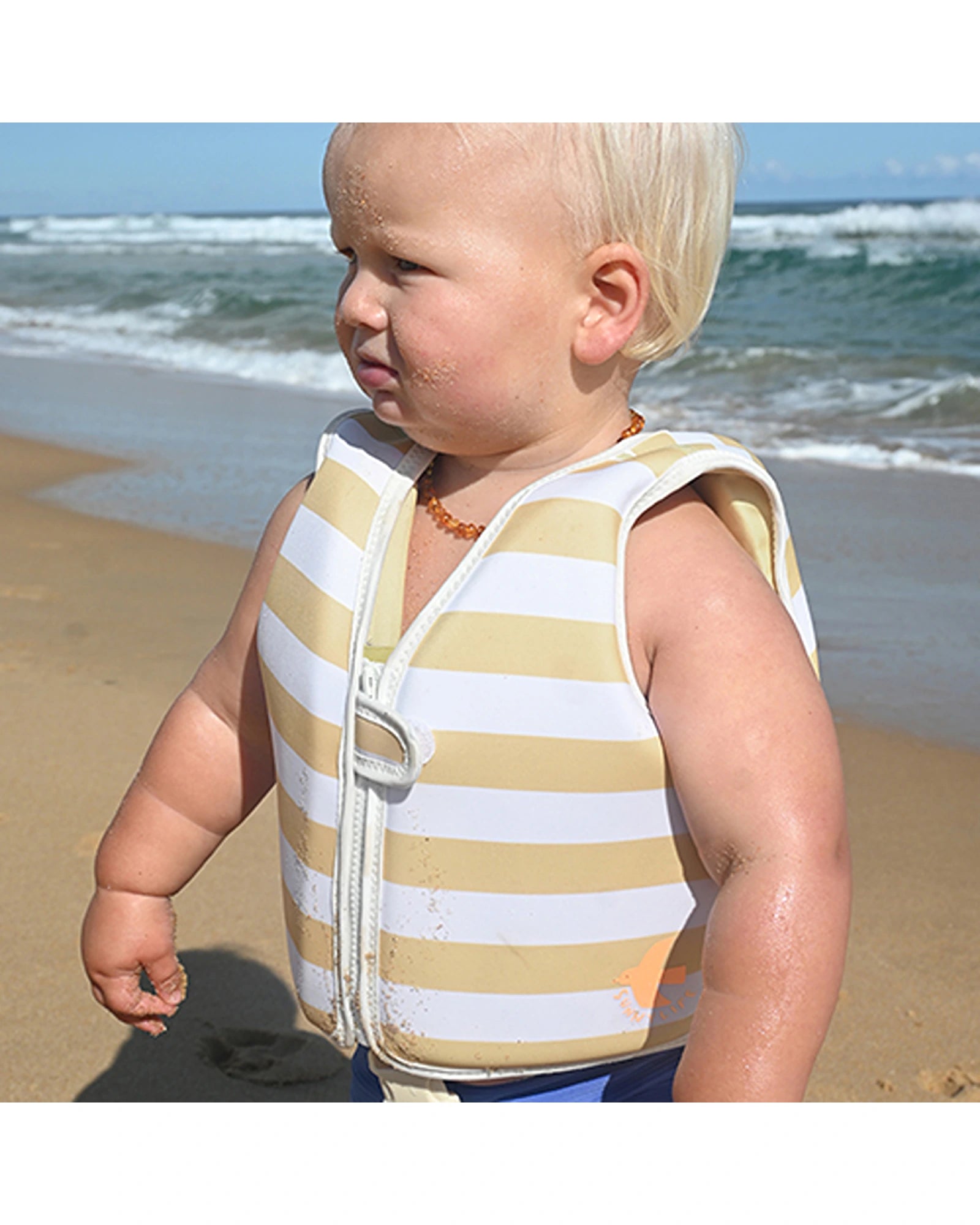 Sunnylife Kids Swim Vest 1-2 Sammy the Seagull Mustard Stripe