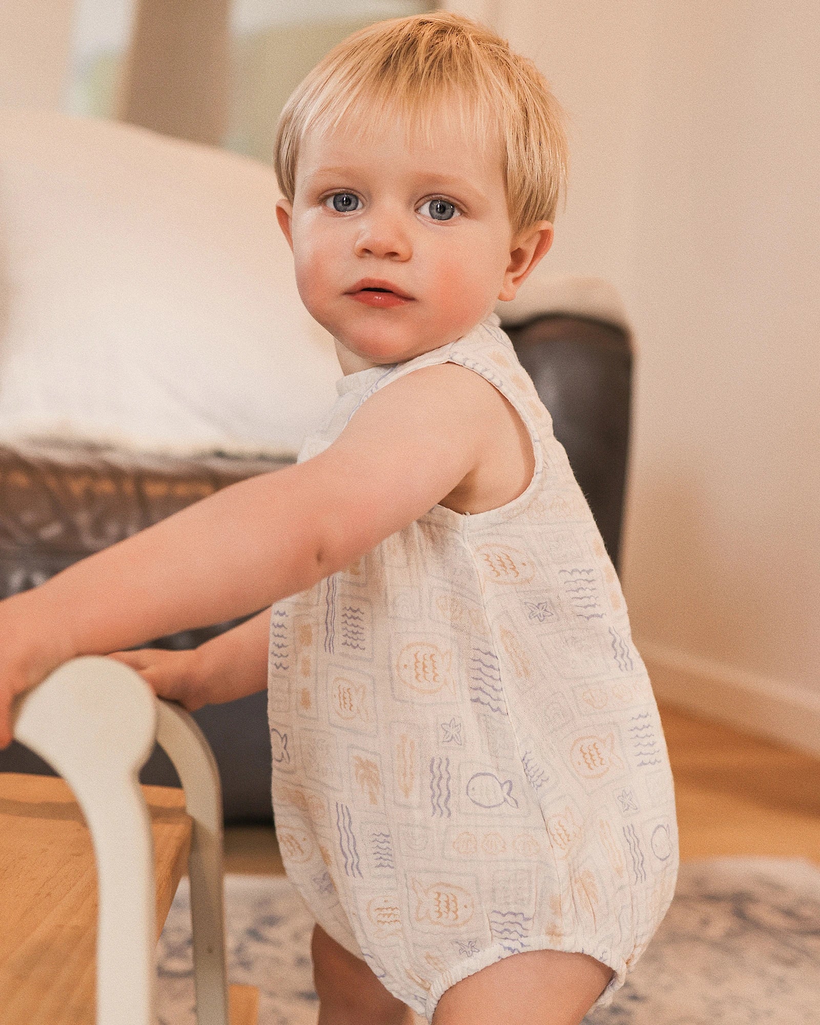Kynd Baby Sleeveless Woven Romper Salty Shores - Size 0
