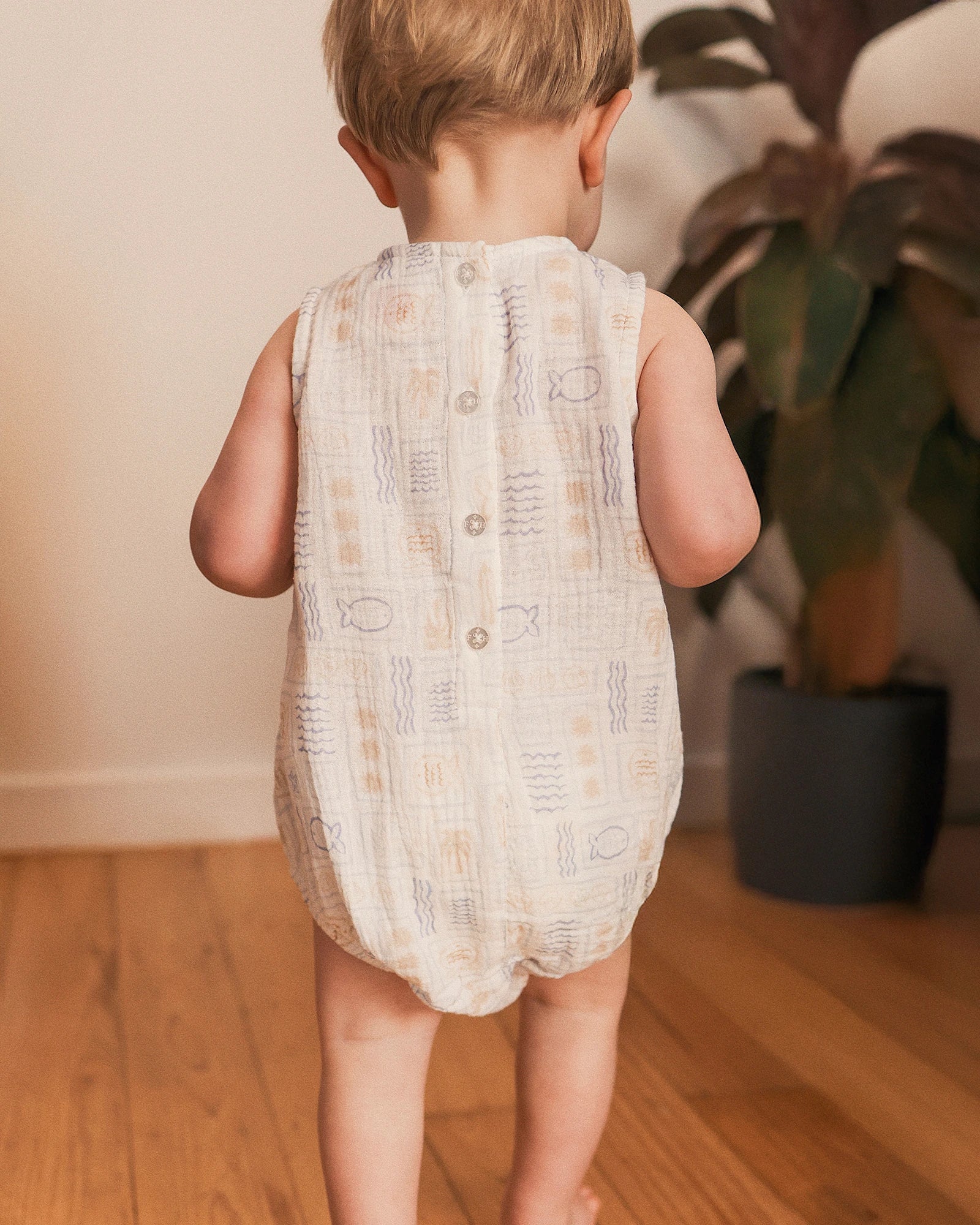 Kynd Baby Sleeveless Woven Romper Salty Shores - Size 0