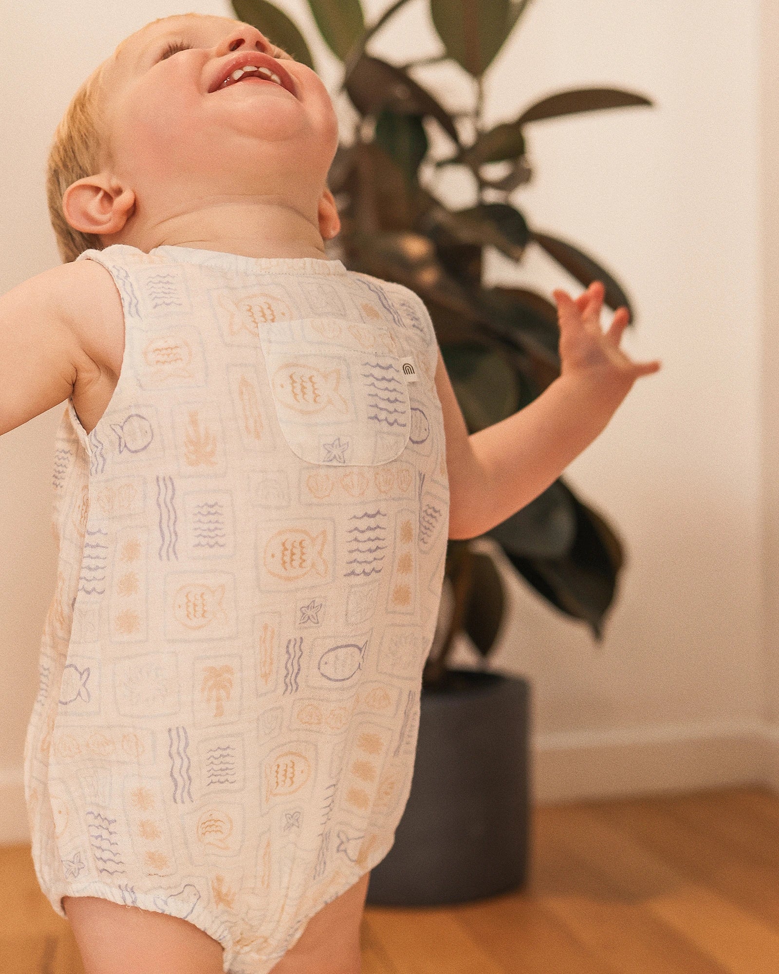 Kynd Baby Sleeveless Woven Romper Salty Shores - Size 0