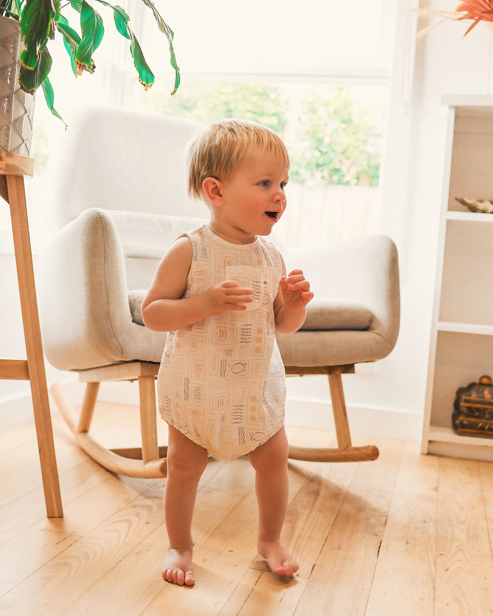 Kynd Baby Sleeveless Woven Romper Salty Shores - Size 0