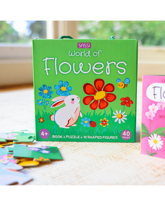 Sassi Learn all about The Flowers 3D Puzzle and Book Set 40 Pieces