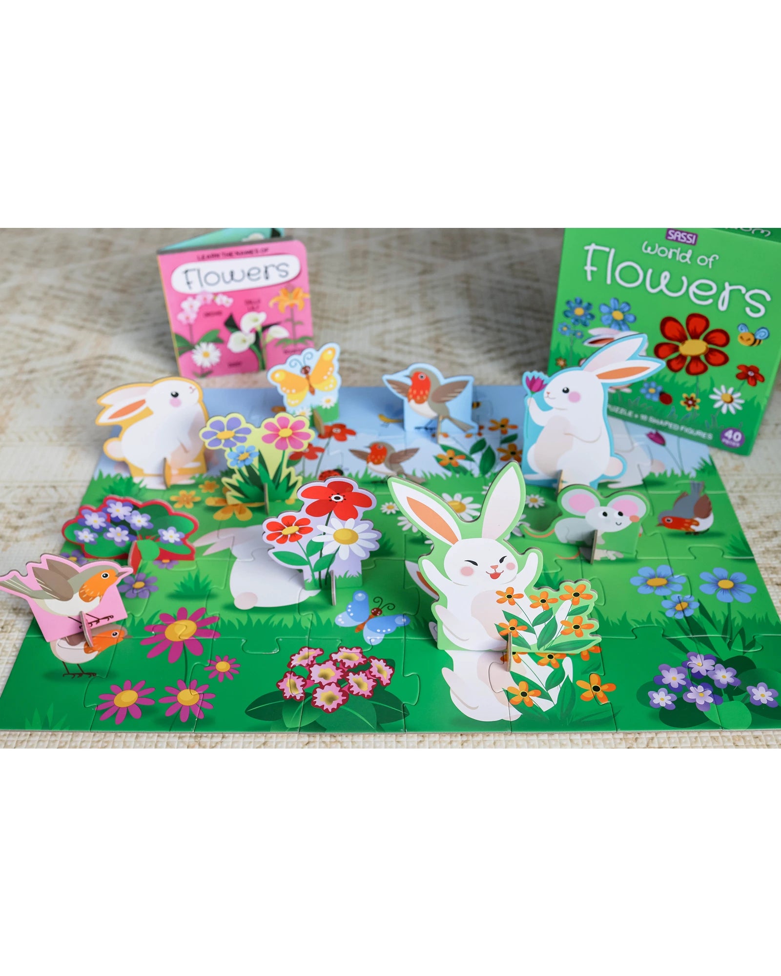 Sassi Learn all about The Flowers 3D Puzzle and Book Set 40 Pieces