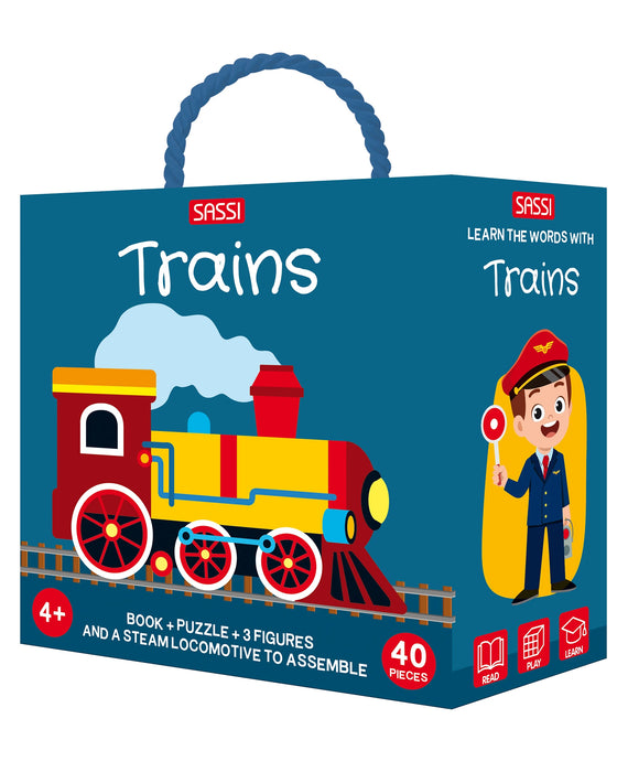 Sassi Trains 3D 40 Piece Puzzle and Book Set