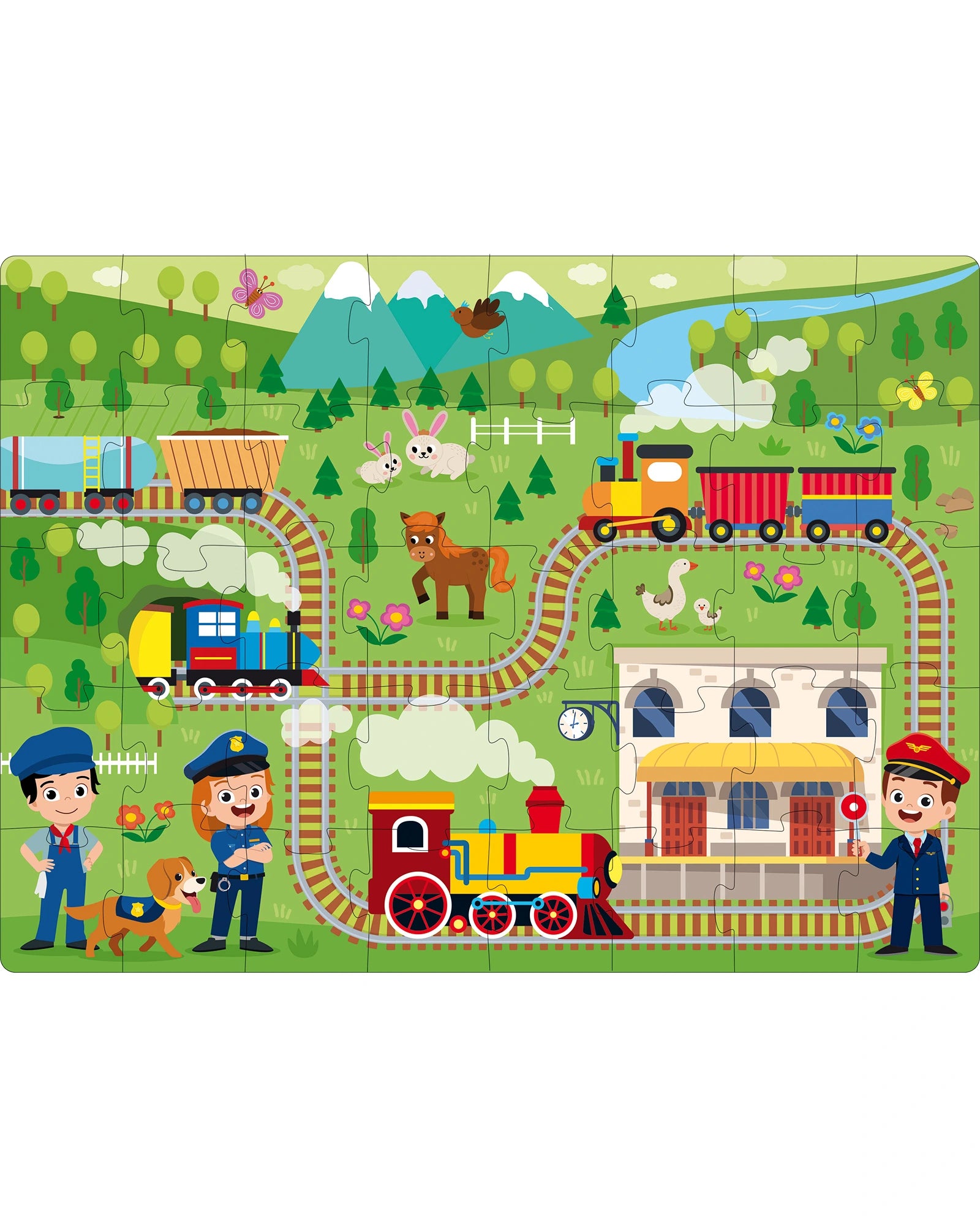 Sassi Trains 3D 40 Piece Puzzle and Book Set