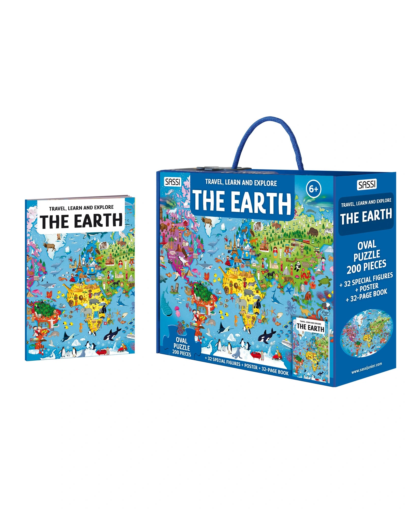 Sassi Travel Learn Explore The Earth 200-piece Puzzle & Book Set