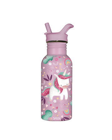 Sassi Stainless Steel Drink Bottle 500 Ml Sparkly The Unicorn