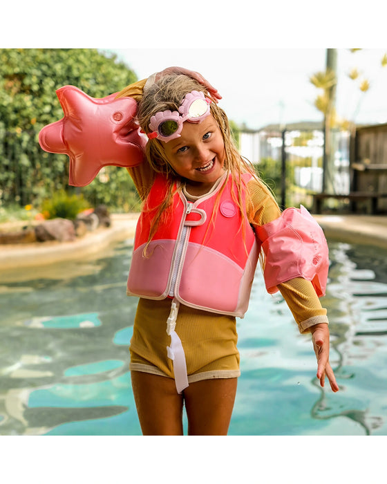Sunnylife Melody the Mermaid Swim Vest 1 2 Neon Strawberry Kidstuff