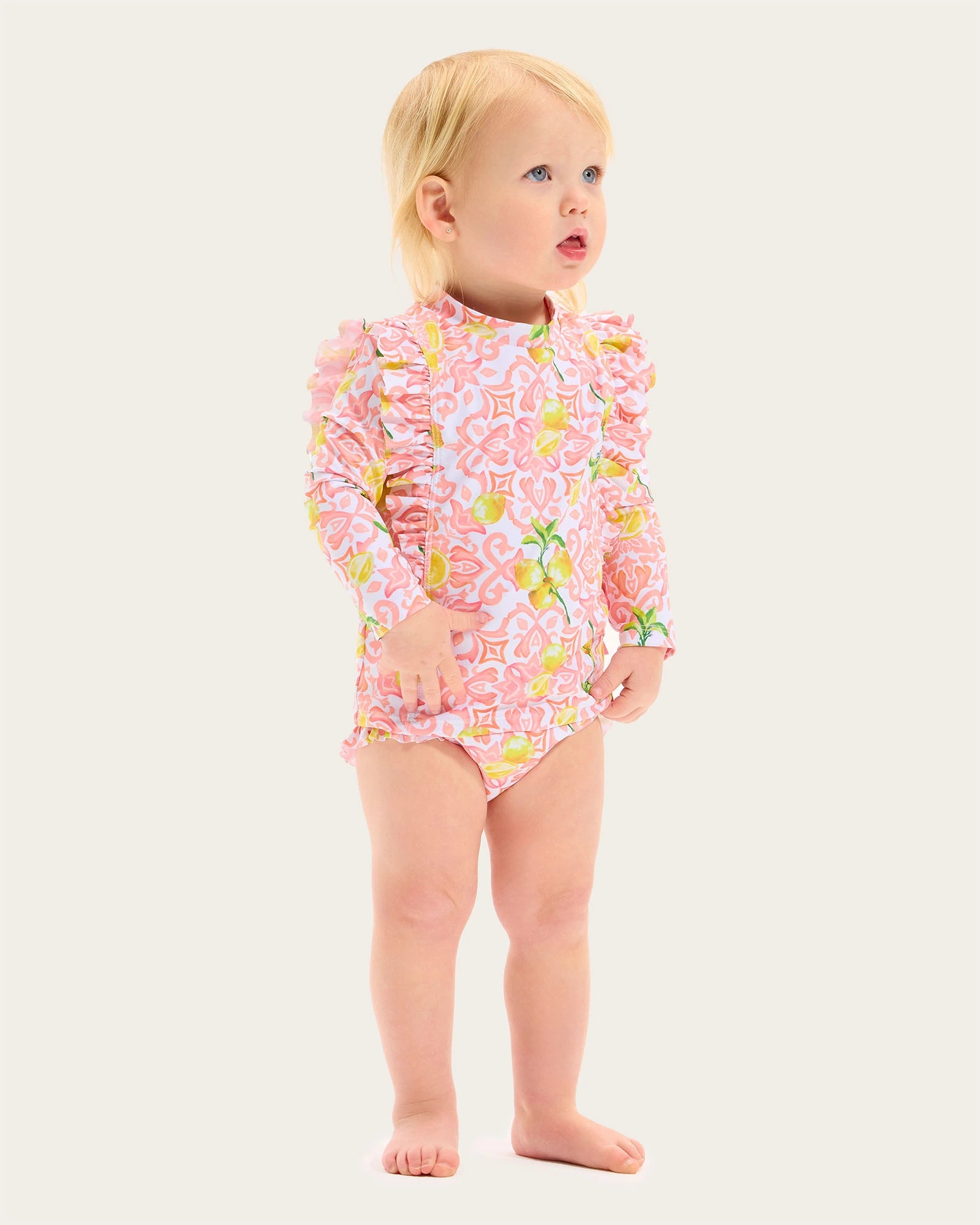 Seafolly Kids Lemon Tile Frill Rash Set