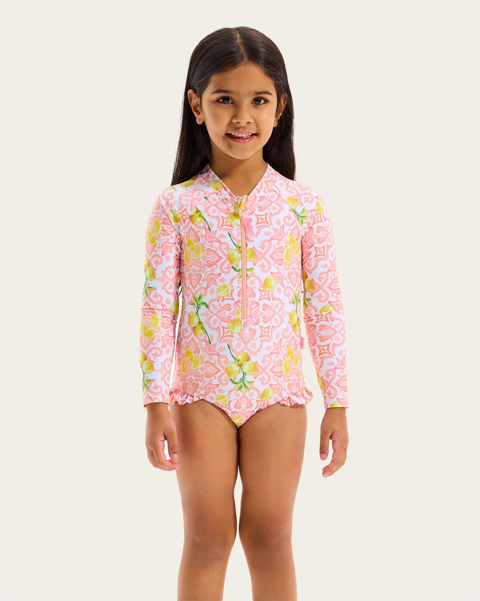 Seafolly Kids Lemon Tile Zip Front Paddlesuit